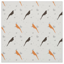 cute orange and brown birds pattern fabric