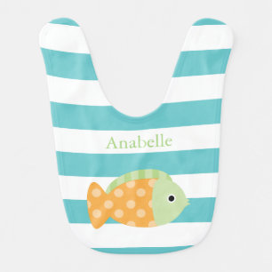 Cute Orange and Green Fish Baby Bib