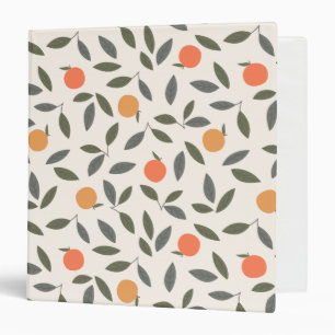 Cute Orange and Leaves Pattern 3 Ring Binder