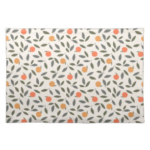 Cute Orange and Leaves Pattern Cloth Placemat