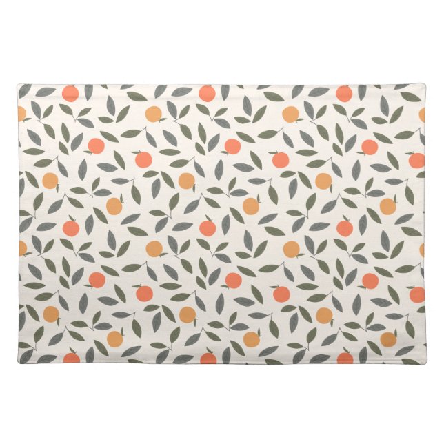 Cute Orange and Leaves Pattern Cloth Placemat (Front)