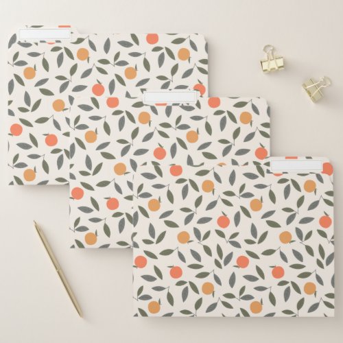 Cute Orange and Leaves Pattern File Folder