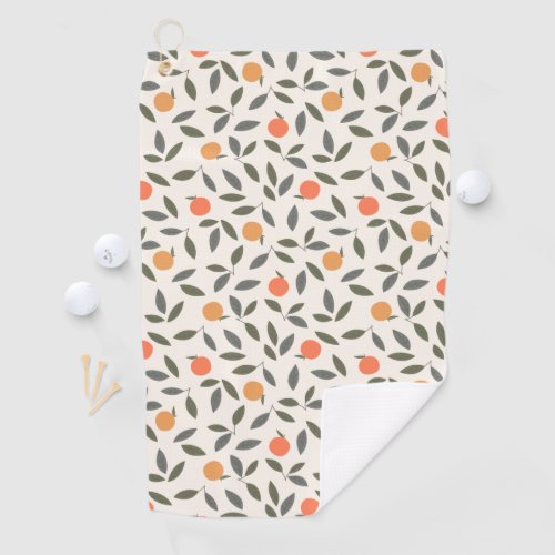 Cute Orange and Leaves Pattern Golf Towel