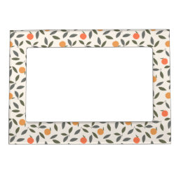 Cute Orange and Leaves Pattern Magnetic Frame