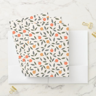 Cute Orange and Leaves Pattern Pocket Folder