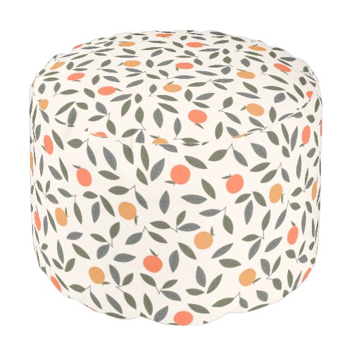Cute Orange and Leaves Pattern Pouf