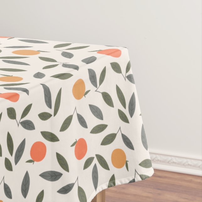 Cute Orange and Leaves Pattern Tablecloth (In Situ)