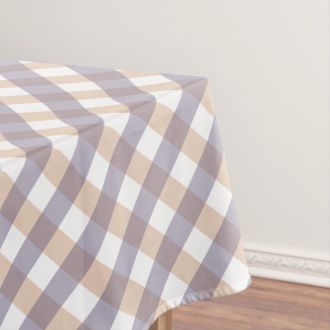 Cute Orange and Purple Gingham Pattern Halloween Tablecloth (In Situ)