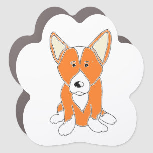 Cute Orange and White Cartoon Corgi Dog Car Magnet