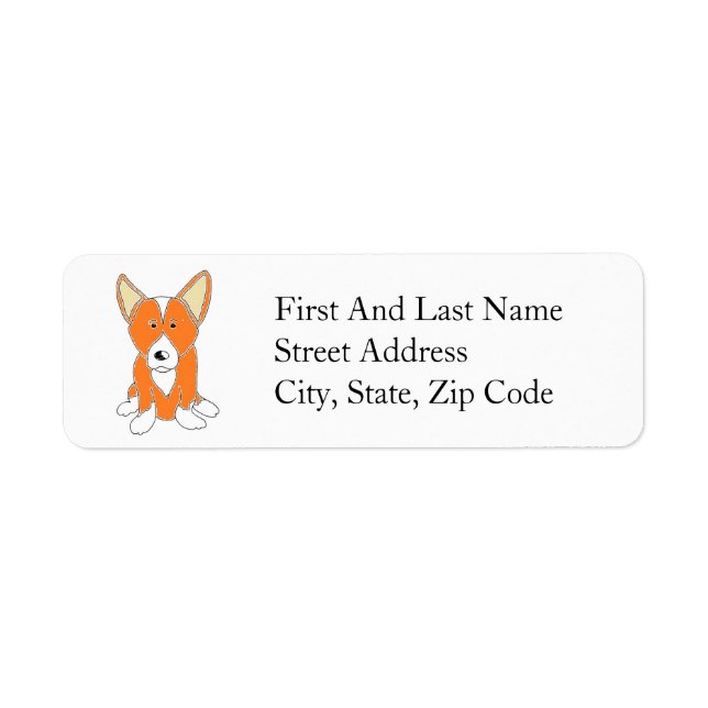 Cute Orange and White Cartoon Corgi Dog Label (Front)