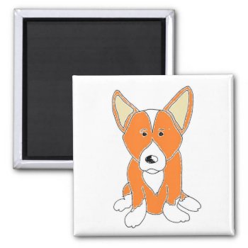 Cute Orange And White Cartoon Corgi Dog Magnet by CorgisandThings at Zazzle