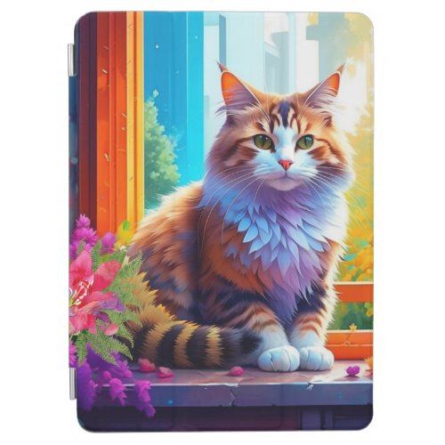 Cute Orange and White Cat Sitting in City Window iPad Air Cover