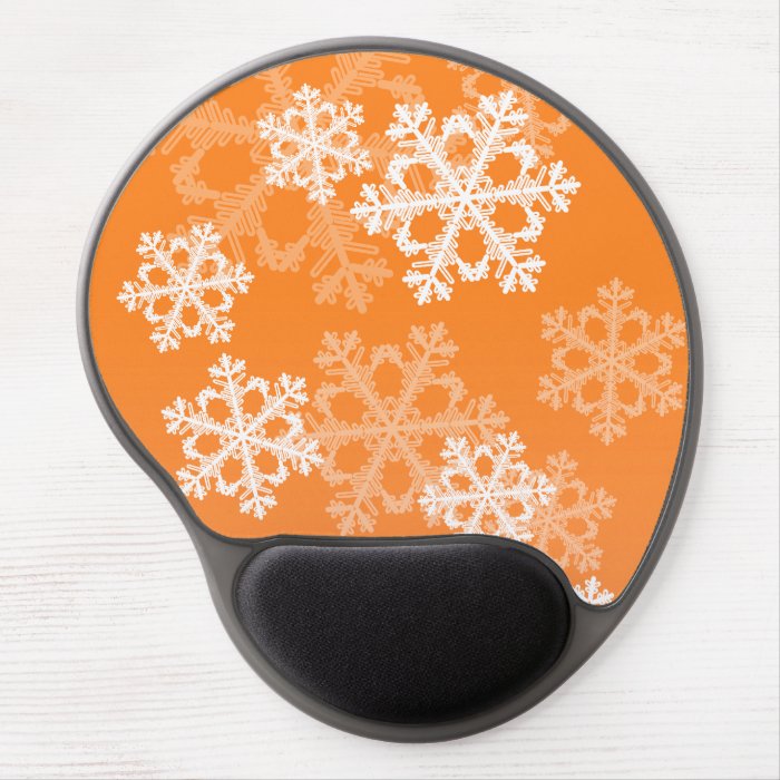 Cute orange and white Christmas snowflakes Gel Mousepad