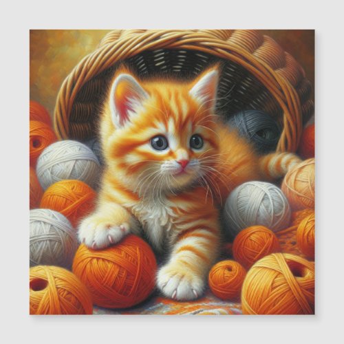 Cute Orange and White Kitten  Playing in Yarn