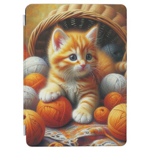 Cute Orange and White Kitten  Playing in Yarn iPad Air Cover