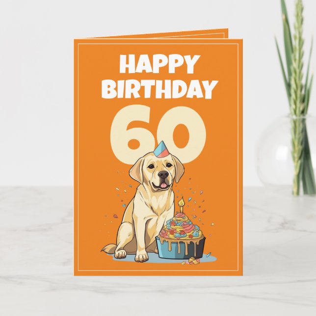 Cute Orange and White Lab Husband 60th Birthday Card (Front)