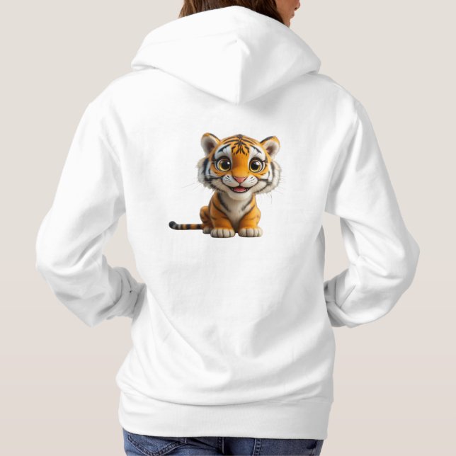 Cute Orange and White Tiger  Hoodie (Back)