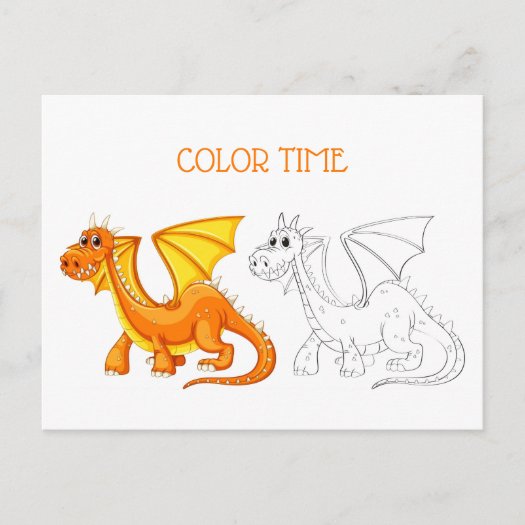 Cute Orange and Yellow Dragon Coloring Activity
