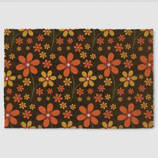 Cute Orange And Yellow Floral Pattern Coir Fiber Doormat