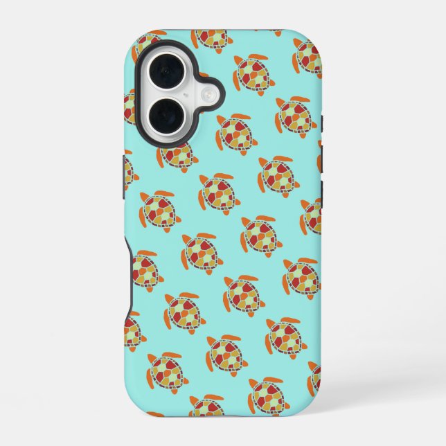 Cute Orange and Yellow Sea Turtle Pattern Iphone Case (Back)