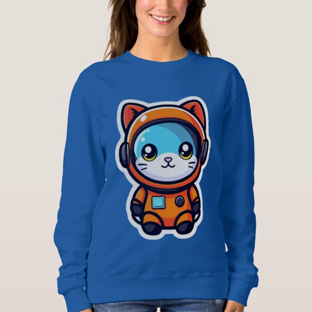 Cute Orange Astronaut Cat Kawaii Space Kitty Sweatshirt (Front)