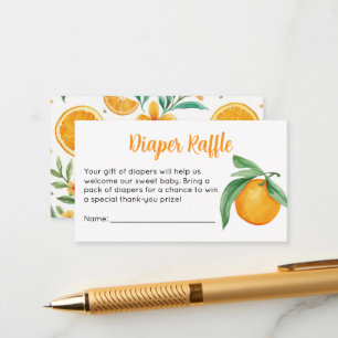 Cute Orange Baby Shower Diaper Raffle Ticket  Enclosure Card