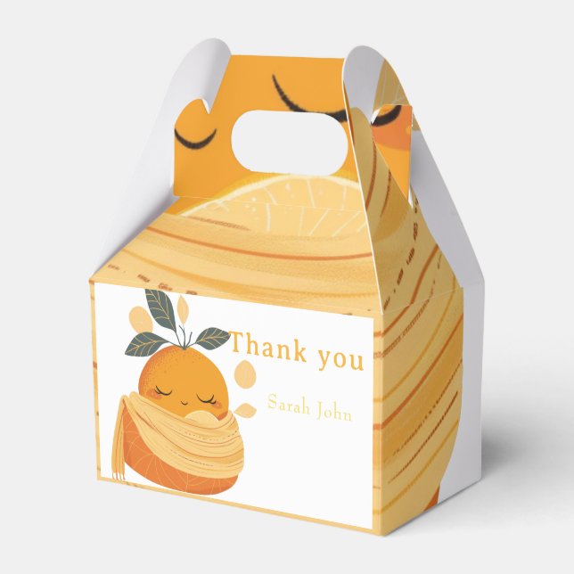 cute orange Baby shower  Favor Boxes (Front Side)