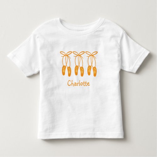 Cute Orange ballerina Ballet Shoes Toddler T_shirt