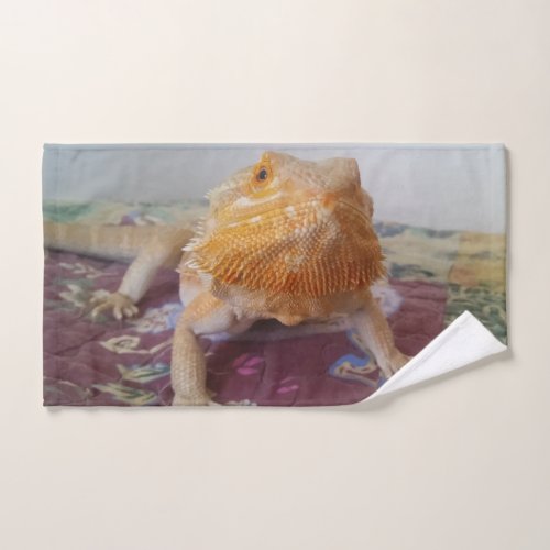 Cute Orange Bearded Dragon Photo Bath Towel Set