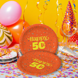 CUTE ORANGE birthday  Paper Plates