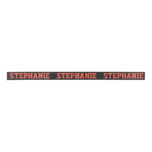 Cute Orange  Black Custom Name Satin Ribbon