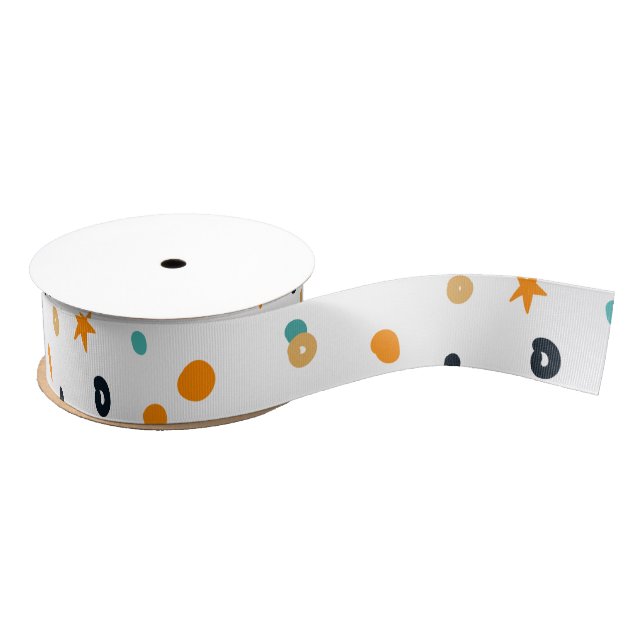 Cute Orange Black Green Fun Halloween Grosgrain Ribbon (Spool)