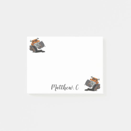Cute Orange Black Monster Truck Name Personalized Post_it Notes