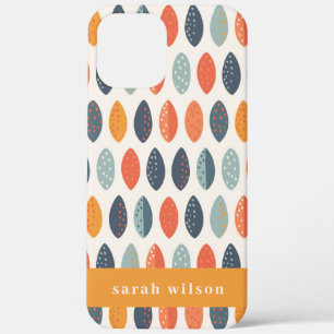 Cute Orange Blue Custom Leafy Botanical Pattern iPhone 12 Pro Max Case
