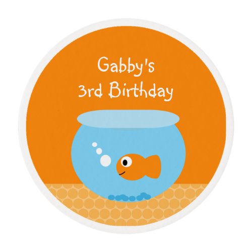 Cute Orange Blue Goldfish Kids Birthday Party Edible Frosting Rounds