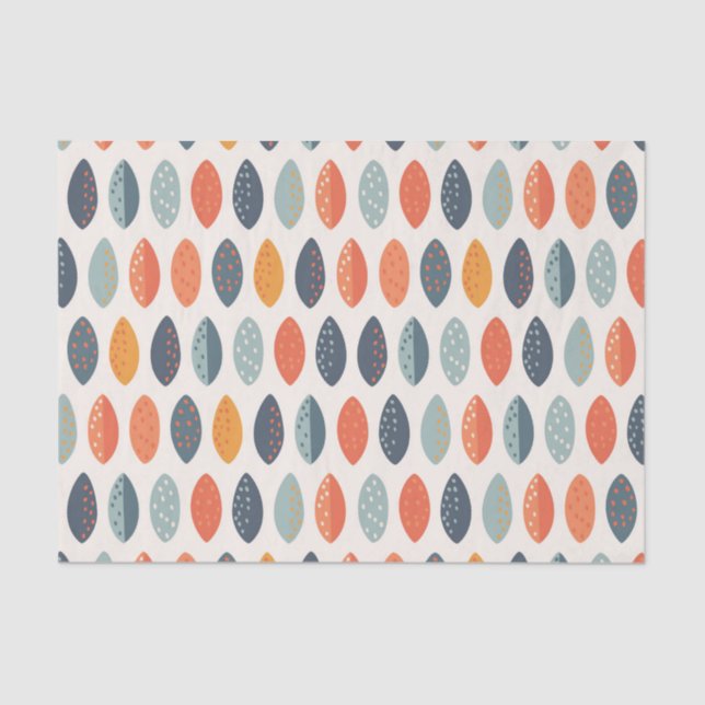 Cute Orange Blue Ochre Leafy Botanical Pattern Tissue Paper (Front)