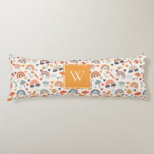 Cute Orange Blue Spring Rainbow Clouds Pattern Body Pillow