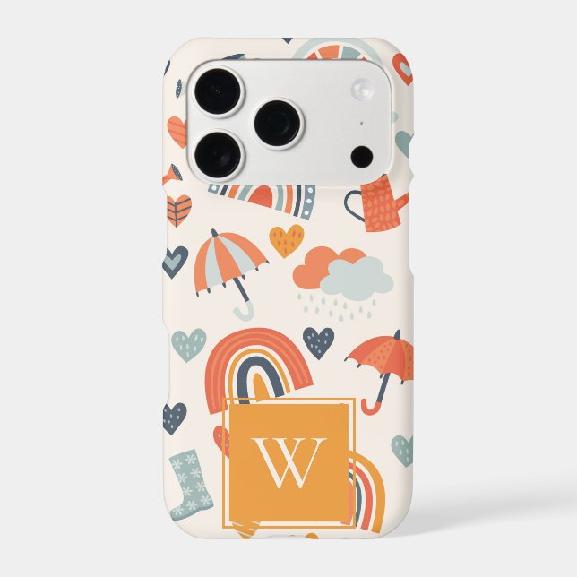 Cute Orange Blue Spring Rainbow Clouds Pattern Iphone Case (Back)