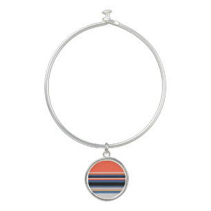 Cute orange blue stripes bangle bracelet