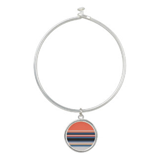 Cute orange blue stripes bangle bracelet