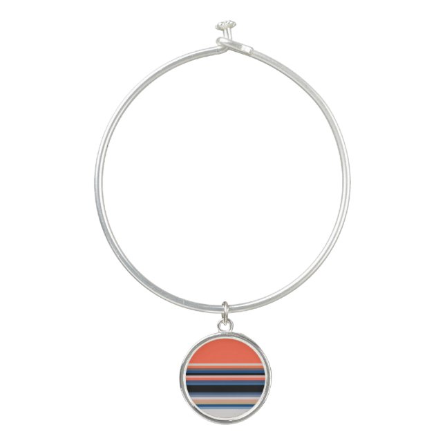 Cute orange blue stripes bangle bracelet (Front)