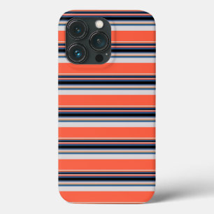Cute orange blue stripes iPhone 13 pro case