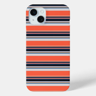 Cute orange blue stripes iPhone 15 plus case