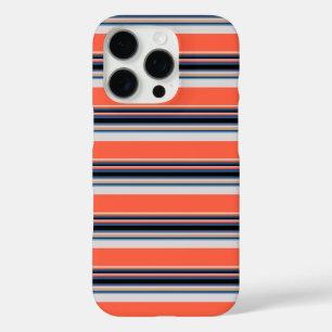 Cute orange blue stripes iPhone 16 pro case