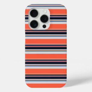 Cute orange blue stripes iPhone 15 pro case
