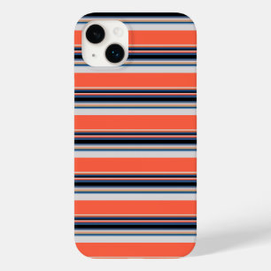 Cute orange blue stripes Case-Mate iPhone 14 plus case