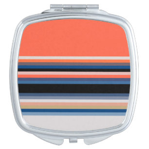 Cute orange blue stripes compact mirror