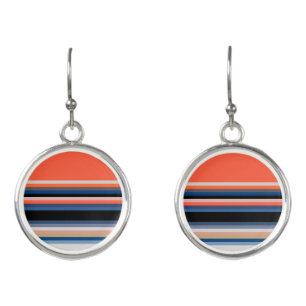 Cute orange blue stripes earrings