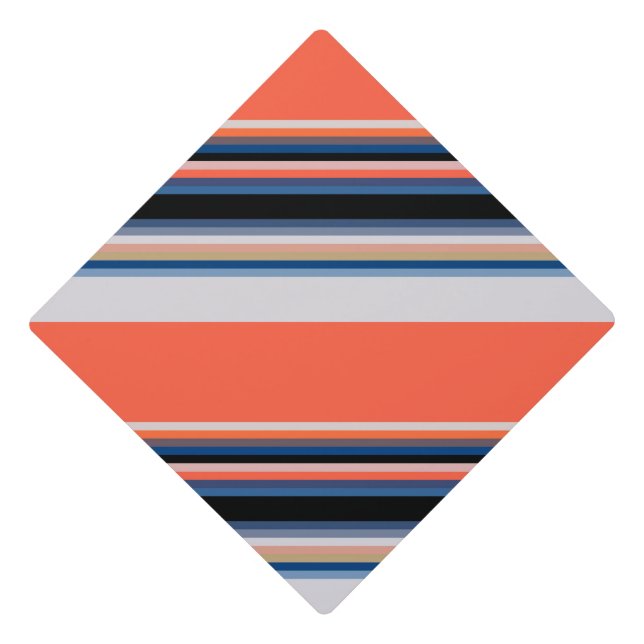 Cute orange blue stripes graduation cap topper (Front)