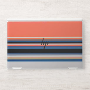 Cute orange blue stripes HP laptop skin